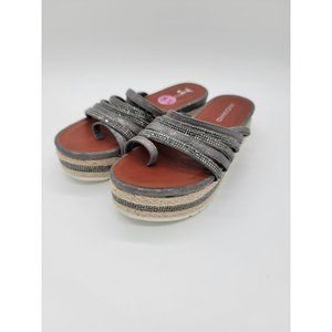 Andiamo Espadrille Sandals Womens Size 5.5 Gray Silver Platform